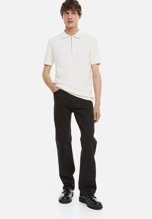 H&M - Slim fit zip-top polo shirt - white