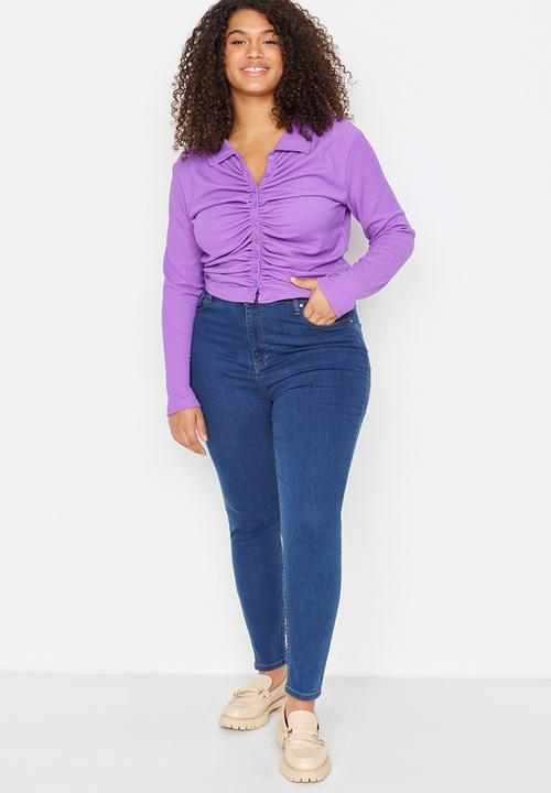 Trendyol - Plus dark wash skinny jeans - blue