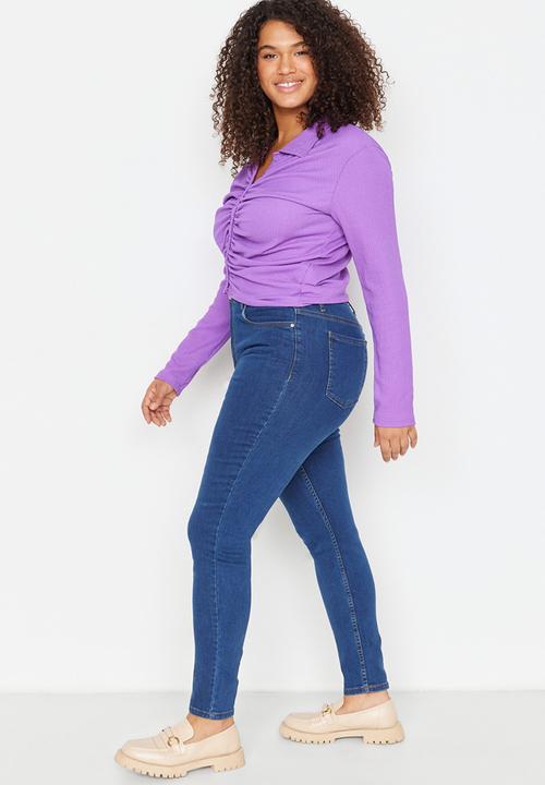 Trendyol - Plus dark wash skinny jeans - blue