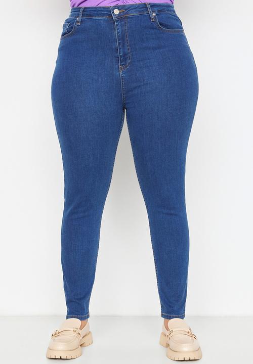 Trendyol - Plus dark wash skinny jeans - blue
