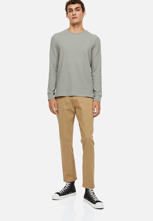 H&M - Jersey top slim fit - light sage green
