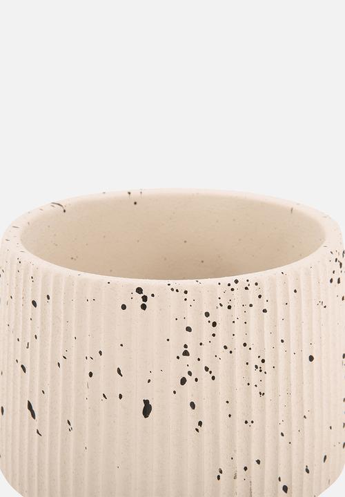 Present Time - Plant pot Speckles Cone cement ivory