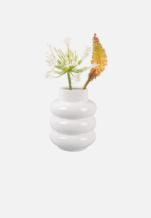 Present Time - Bobbly glazed medium vase - white