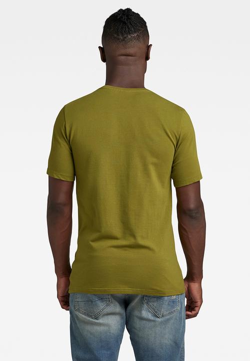 G-STAR - Slim base r t short sleeve compact stretch jersey o - avocado