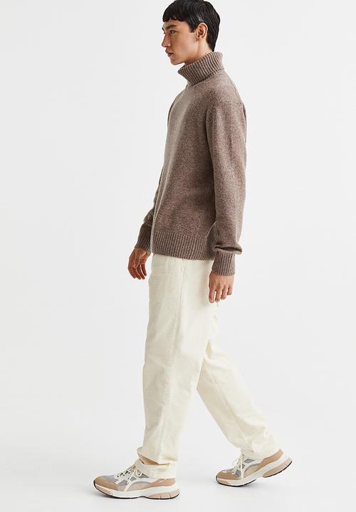 H&M - Relaxed fit wool polo-neck jumper - greige marl