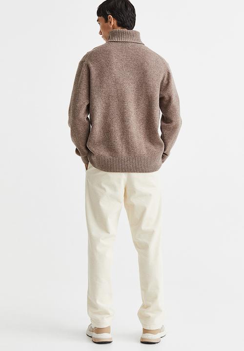 H&M - Relaxed fit wool polo-neck jumper - greige marl