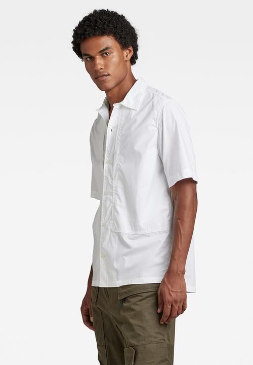 G-STAR - Workwear panel shirt short sleeve manor poplin - white
