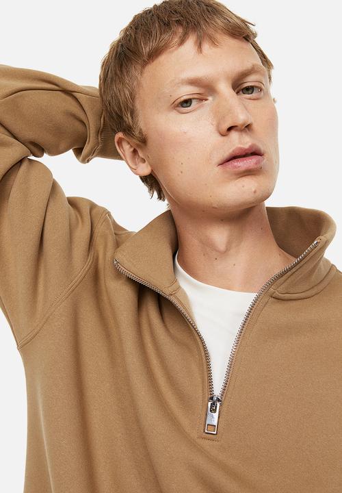 H&M - Relaxed fit zip-top sweatshirt - dark beige