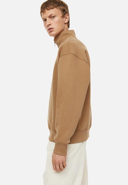 H&M - Relaxed fit zip-top sweatshirt - dark beige