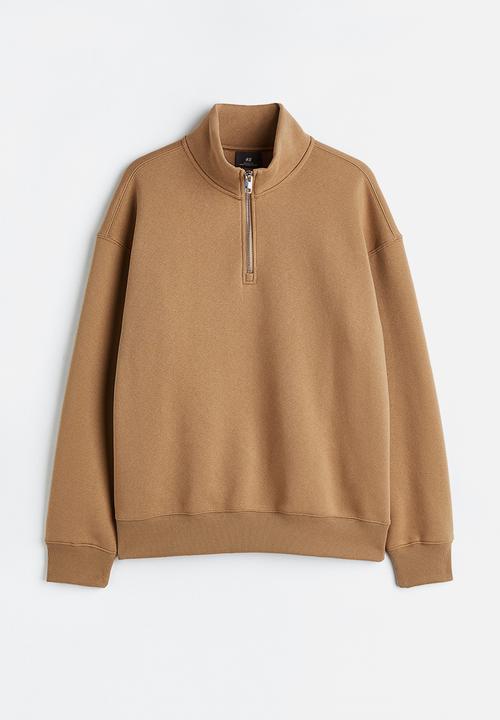 H&M - Relaxed fit zip-top sweatshirt - dark beige