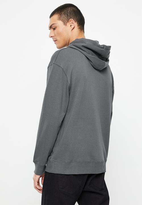 urban° - Mens urban core fleece sweat pull over hoody - dark shadow