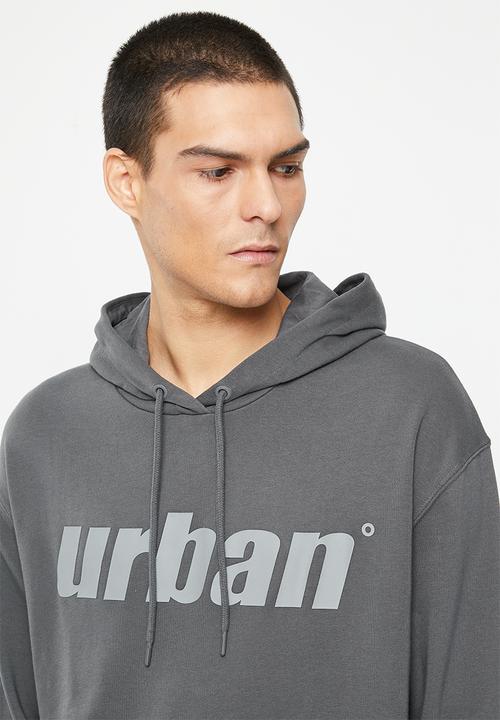urban° - Mens urban core fleece sweat pull over hoody - dark shadow