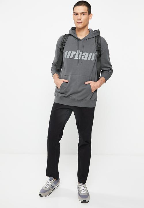 urban° - Mens urban core fleece sweat pull over hoody - dark shadow
