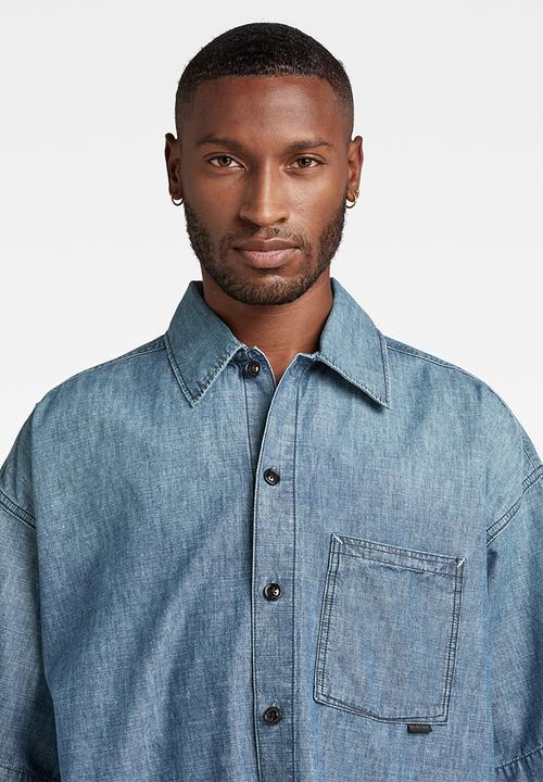 G-STAR - Boxy fit shirt short sleeve lt wt nordic chambray - faded cricket blue