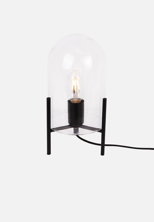 Present Time - Table lamp Glass Bell clear, black frame