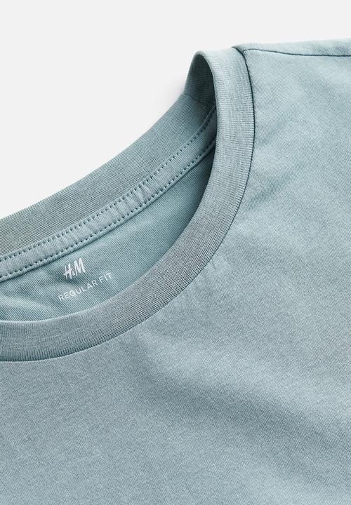 H&M - Regular fit round-neck T-shirt - light dusty turquoise