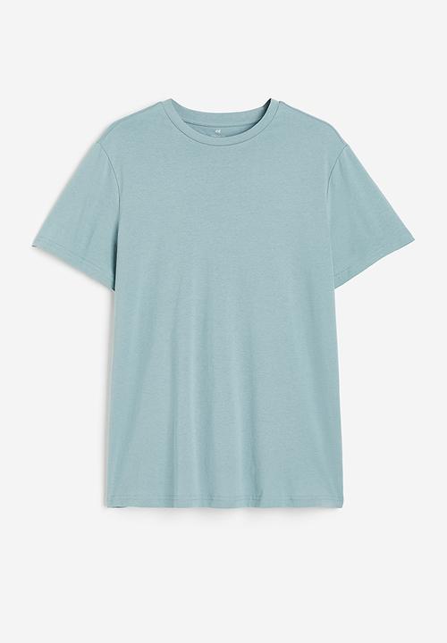 H&M - Regular fit round-neck T-shirt - light dusty turquoise