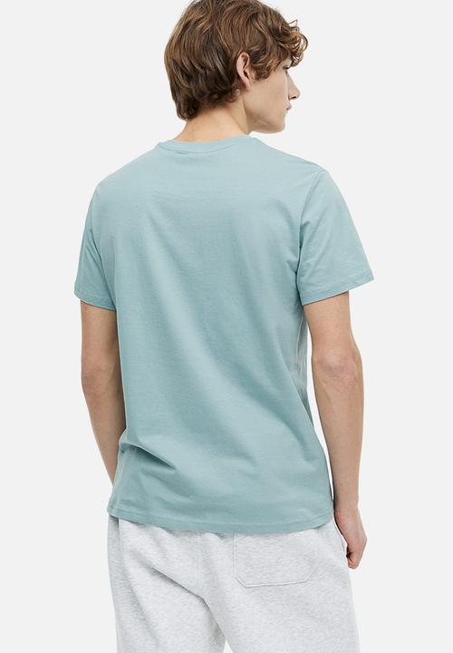 H&M - Regular fit round-neck T-shirt - light dusty turquoise