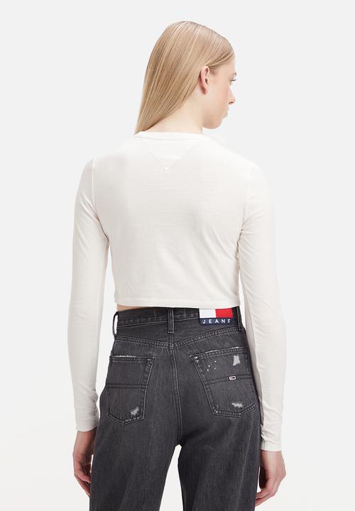 Tommy Hilfiger - TJW baby crop essential logo long sleeve - ancient white