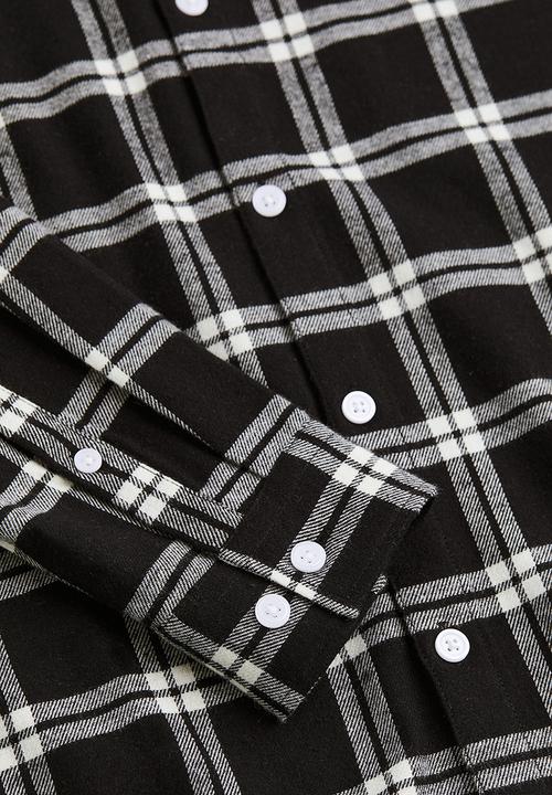 H&M - Regular fit checked shirt - black/white checked