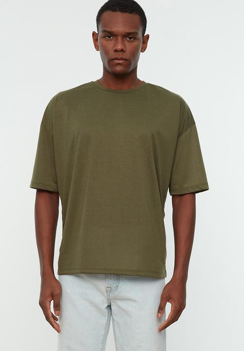 Trendyol - Relaxed oversized T-shirt - khaki