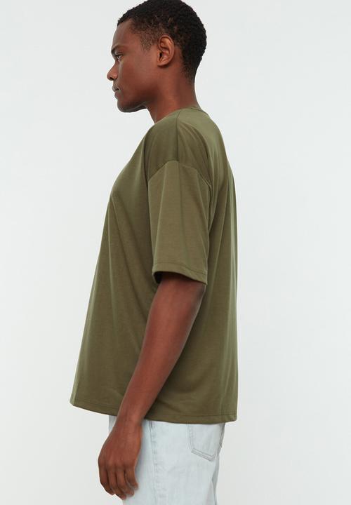 Trendyol - Relaxed oversized T-shirt - khaki