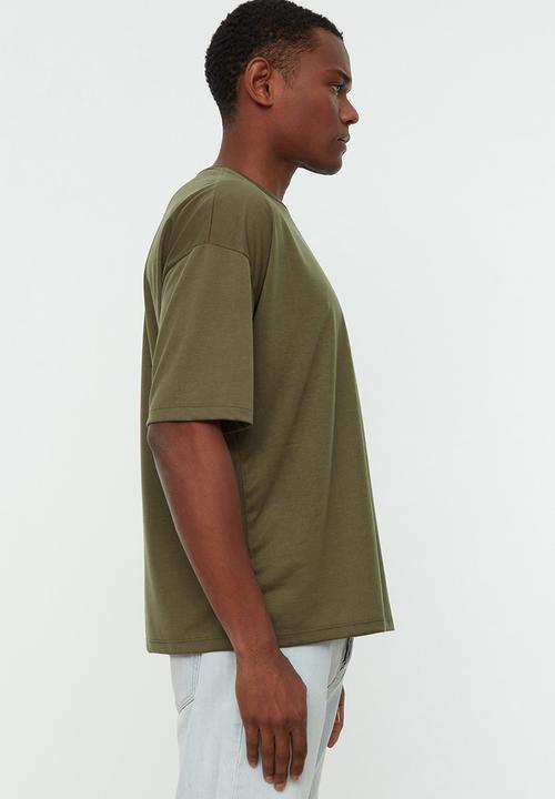 Trendyol - Relaxed oversized T-shirt - khaki