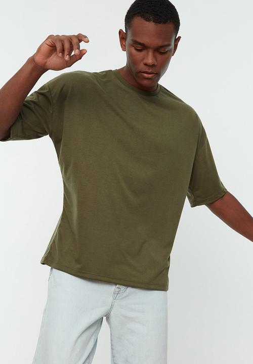 Trendyol - Relaxed oversized T-shirt - khaki