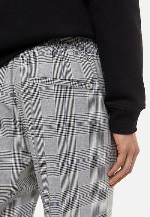 H&M - Regular fit joggers - light grey/checked