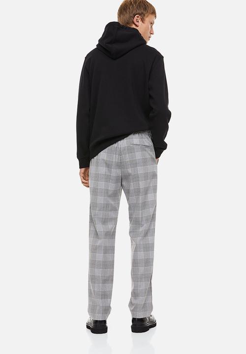 H&M - Regular fit joggers - light grey/checked