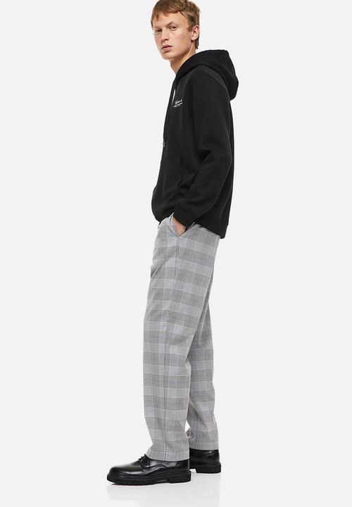 H&M - Regular fit joggers - light grey/checked