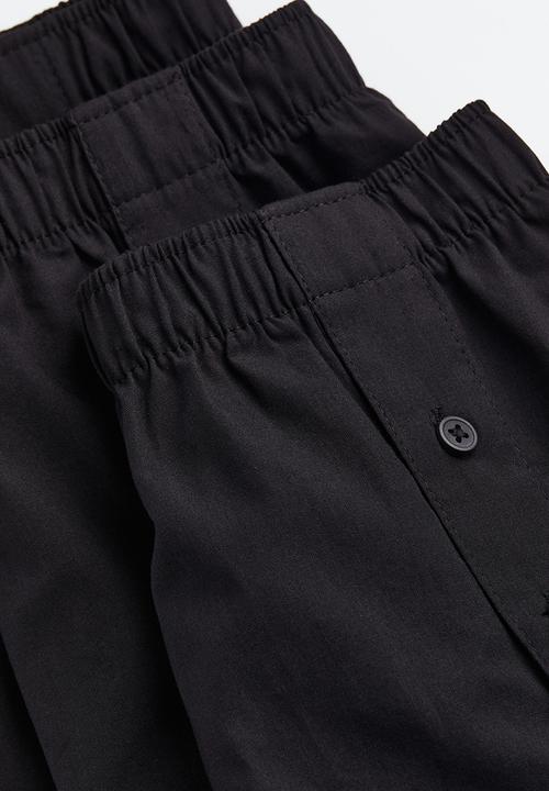 H&M - 3-Pack woven cotton boxer shorts - black