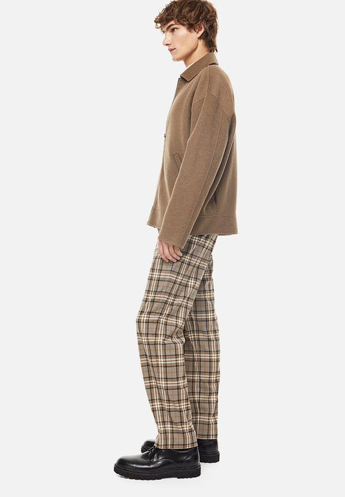 H&M - Regular fit joggers - light brown/checked
