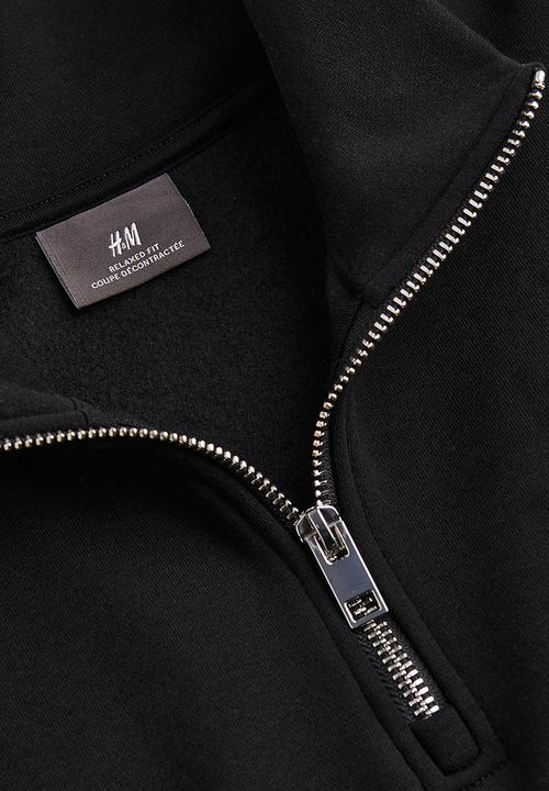 H&M - Relaxed fit zip-top sweatshirt - black