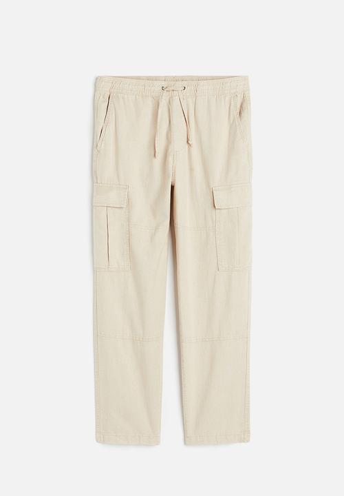 H&M - Regular fit linen-blend cargo trousers - beige