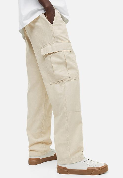 H&M - Regular fit linen-blend cargo trousers - beige