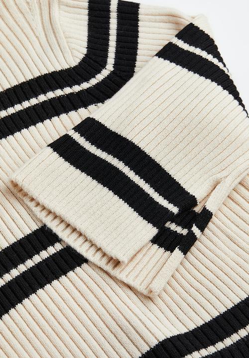 H&M - Oversized turtleneck jumper - cream/striped
