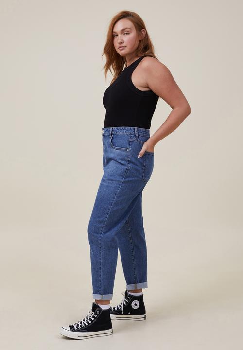 Cotton On - Plus stretch mom jean - misty blue