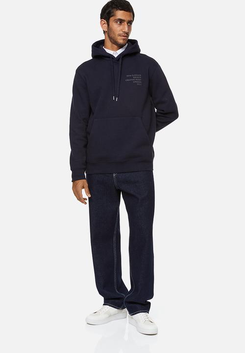 H&M - Regular fit printed hoodie - navy blue/new classics
