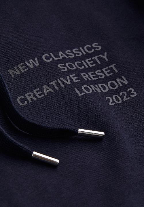 H&M - Regular fit printed hoodie - navy blue/new classics
