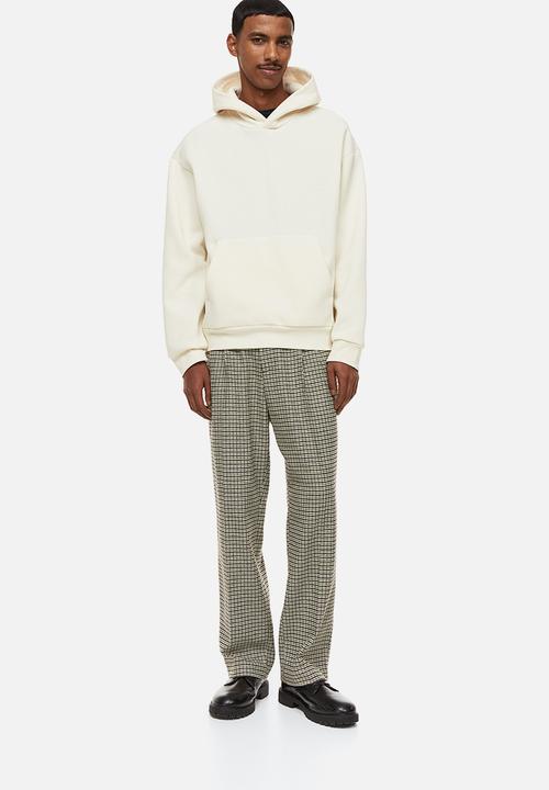 H&M - Relaxed fit printed hoodie - cream/orchids