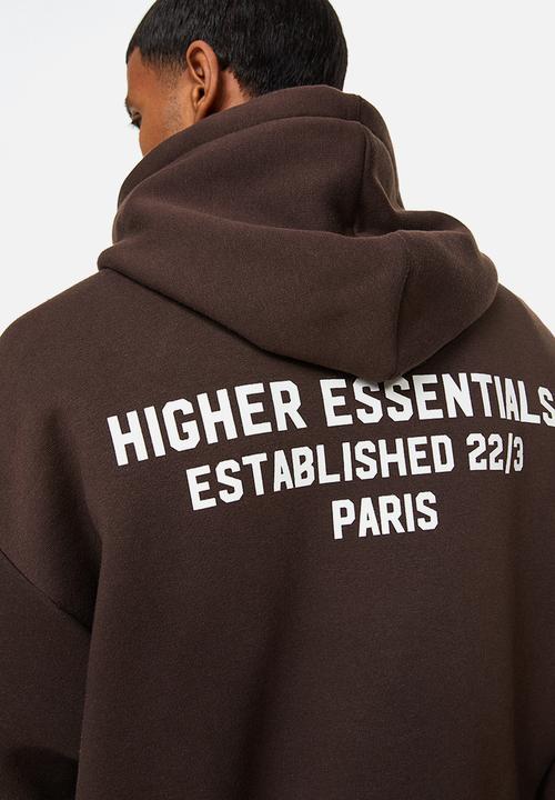 H&M - Relaxed fit printed hoodie - dark brown/h