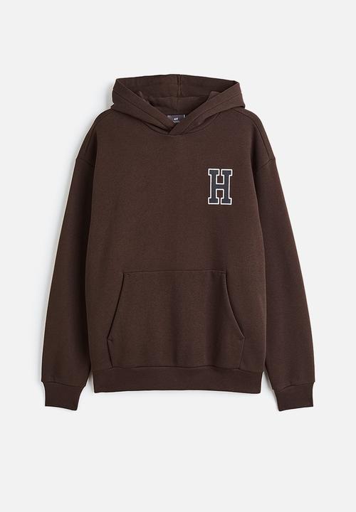 H&M - Relaxed fit printed hoodie - dark brown/h