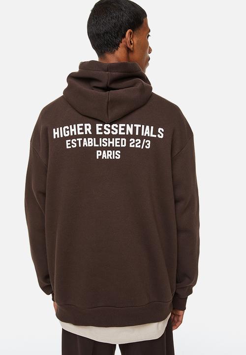 H&M - Relaxed fit printed hoodie - dark brown/h