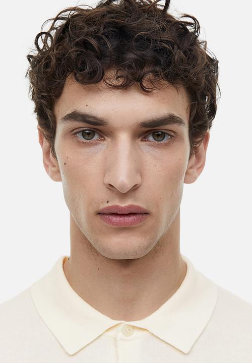 H&M - Slim fit fine-knit polo shirt - cream