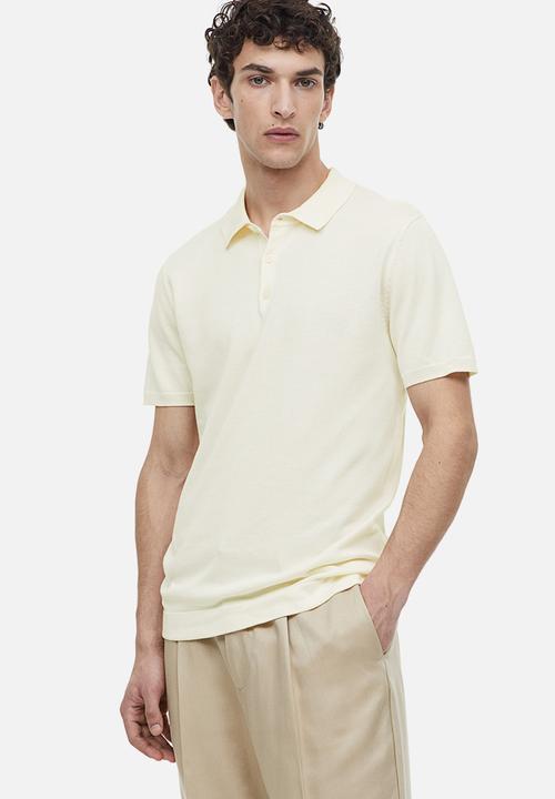 H&M - Slim fit fine-knit polo shirt - cream