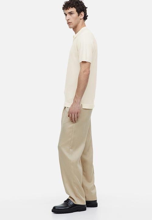 H&M - Slim fit fine-knit polo shirt - cream