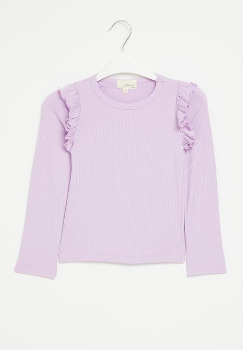Superbalist - Frill detail rib tee - lilac