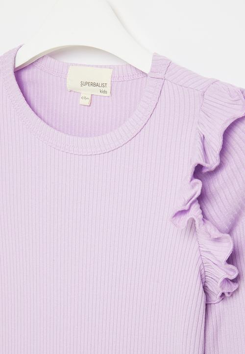 Superbalist - Frill detail rib tee - lilac
