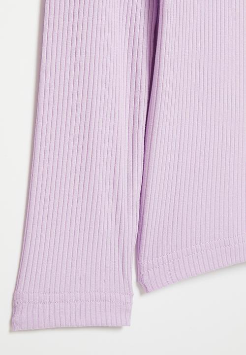 Superbalist - Frill detail rib tee - lilac